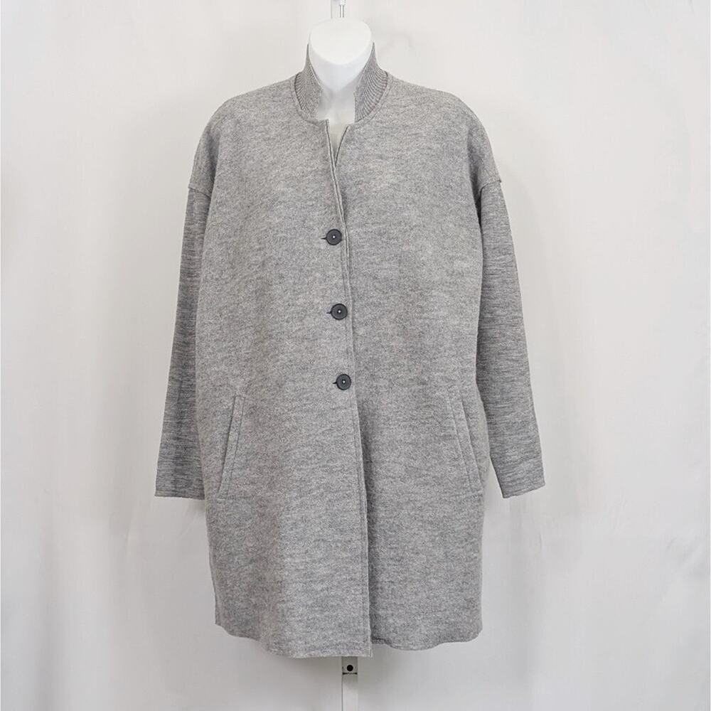 J.Jill Jacket Heathered Gray Long Merino Wool Coat Women's Size XS New